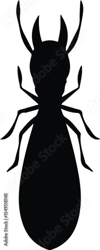 Silhouette of a termite insect isolated on transparent background