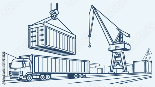 Container Crane Loading Cargo onto Truck.
