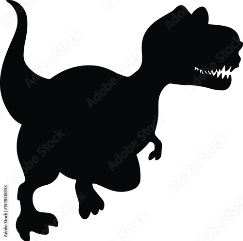 Black tyrannosaurus rex dinosaur silhouette isolated on transparent background