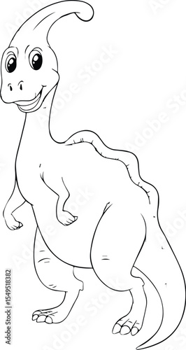 Cartoon parasaurolophus dinosaur isolated on transparent background