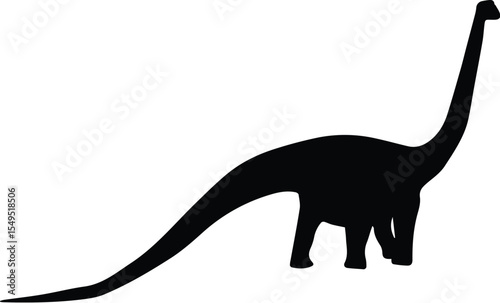 Black silhouette of a brontosaurus isolated on transparent background
