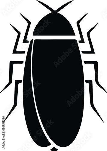 Black silhouette of a cockroach isolated on transparent background