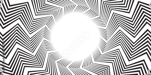 A stark black and white radial pattern with a white central circle, ideal for focus, energy, or retro design.
