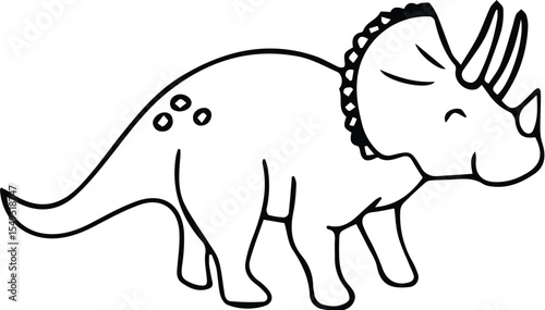 Cartoon triceratops with horns isolated on transparent background