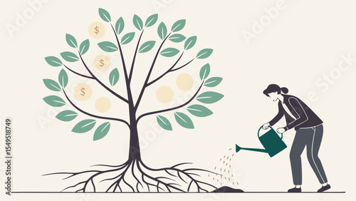 Financial Growth A Woman Cultivating Wealth.