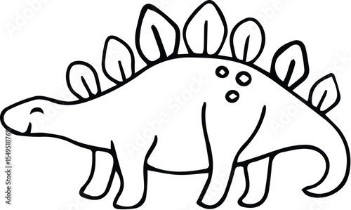 Cartoon stegosaurus with plates isolated on transparent background