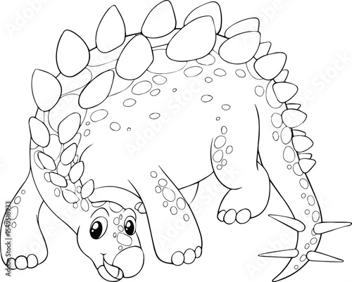 Cartoon stegosaurus dinosaur isolated on transparent background