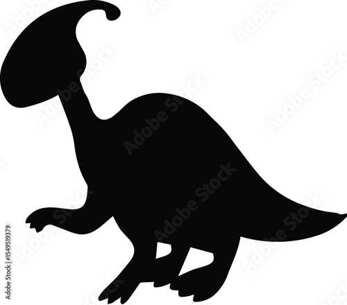 Silhouette of a parasaurolophus dinosaur isolated on transparent background