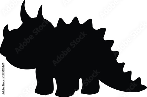 Silhouette of a triceratops dinosaur isolated on transparent background