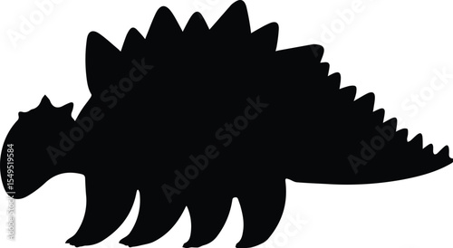 Stegosaurus dinosaur silhouette isolated on transparent background in black
