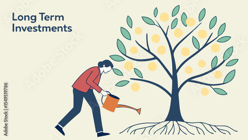 Person Watering a Tree with Fruit Representing LongTerm Investments.