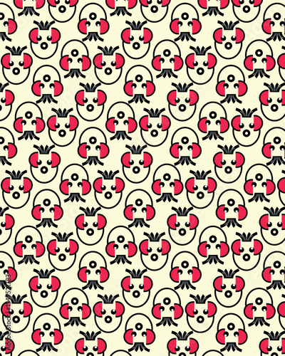 Seamless floral pattern with red roses and decorative vintage elements