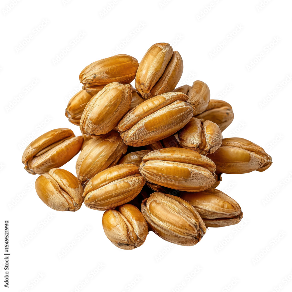 Obraz premium Detailed Close-Up of Raw Grains Piled Together on White Background for Food and Agriculture Concept transparent background