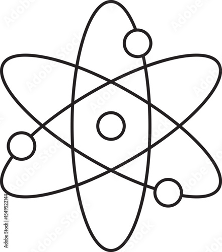 Simplified Atomic Structure: Line Art Illustration