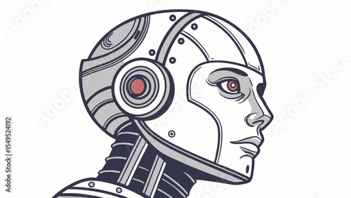 Profile of a Female Robot with Metallic Headgear.