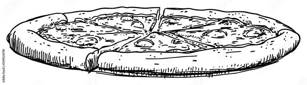 Obraz premium hand drawn whole pizza vector illustration