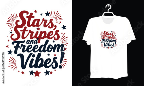 Bold Red White and Blue Freedom Vibes Vector Illustration for Festive Projects