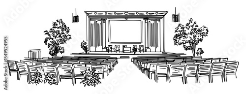 conference stage for presentation or event sketch