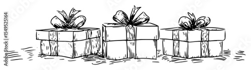 hand drawn christmas gift boxes vector illustration