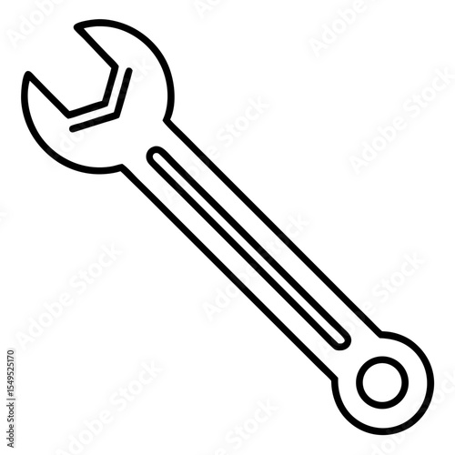 Hand Tool Wrench Line Drawing Vector