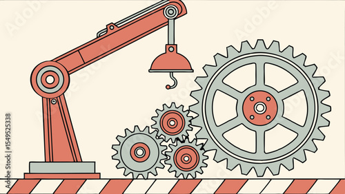 Robotic Arm Manipulating Interlocking Gears Mechanism.