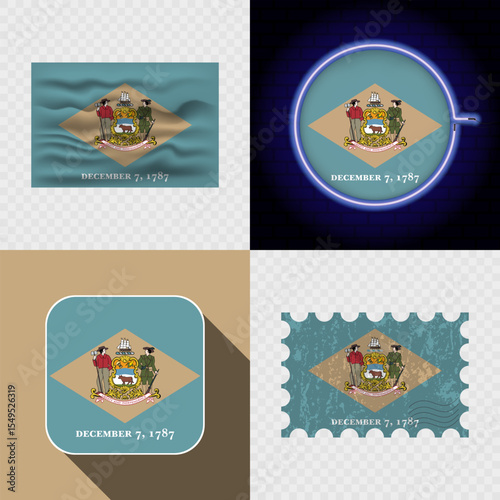 Creative Delaware Flag Icon Set Collection.