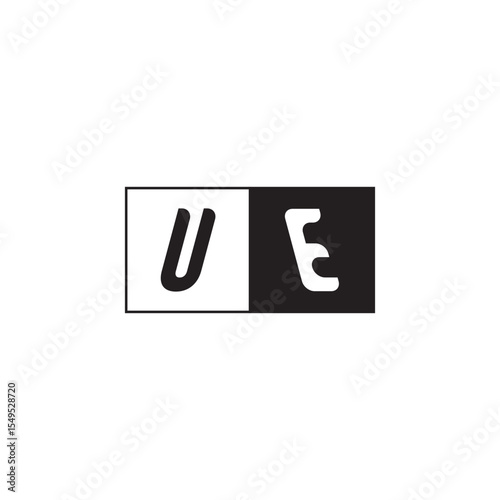 Unique Simple Bold UE Monogram Logo Design Alphabet Initial Alphabet Vector