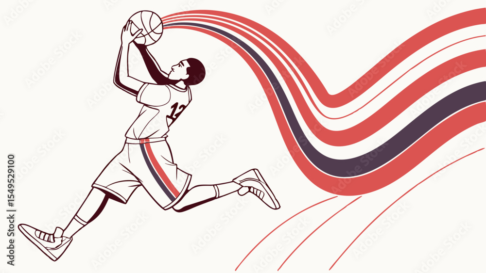 Fototapeta premium Dynamic Basketball Player in MidAir Shot.