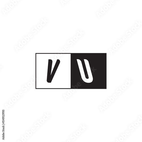 Unique Simple Bold VU Monogram Logo Design Alphabet Initial Alphabet Vector