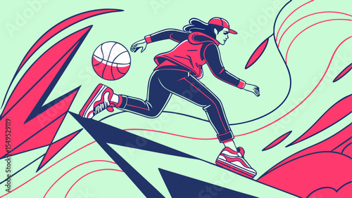 Dynamic Illustration of a Basketball Player in Motion.