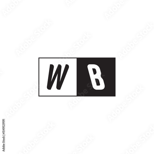 Unique Simple Bold WB Monogram Logo Design Alphabet Initial Alphabet Vector