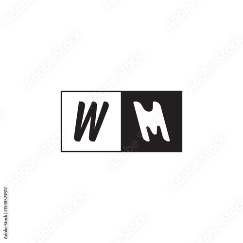Unique Simple Bold WM Monogram Logo Design Alphabet Initial Alphabet Vector