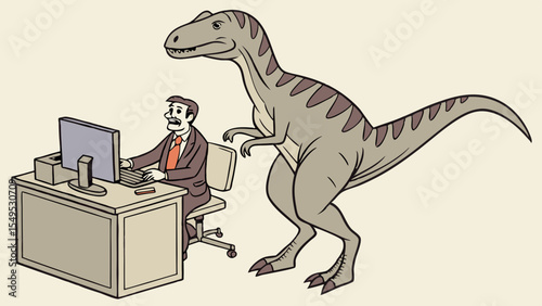 Cartoon dinosaur character in a wild park illustration
