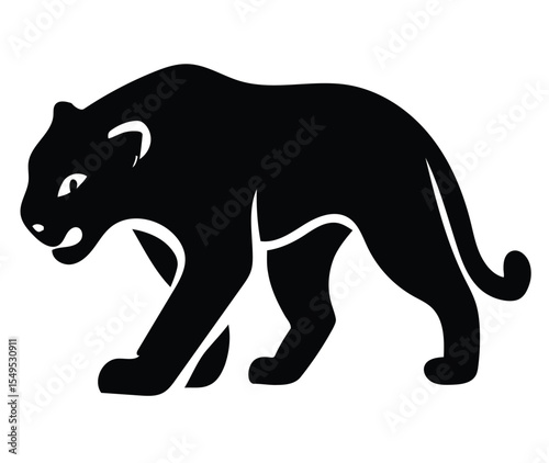 Panther Silhouette Vector Icon – Black and White Wild Cat Graphic