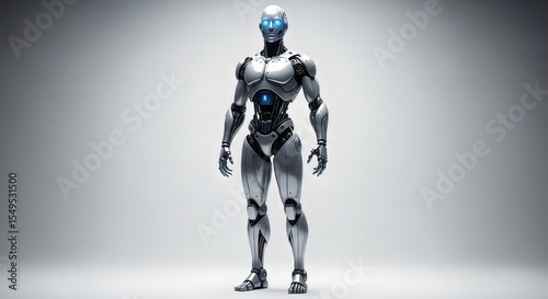 Full body robot isolated on white background