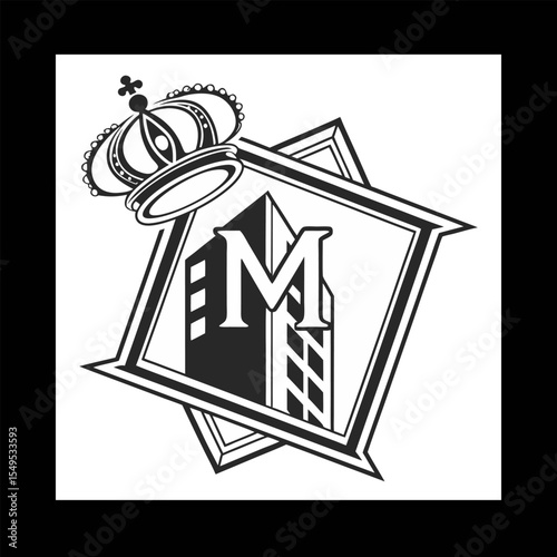 A luxurious golden letter m logo background for royal identity