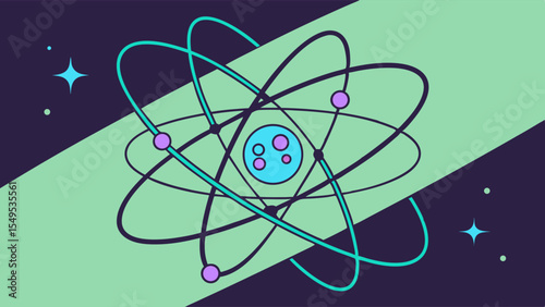 Stylized Atomic Structure with Orbiting Electrons.