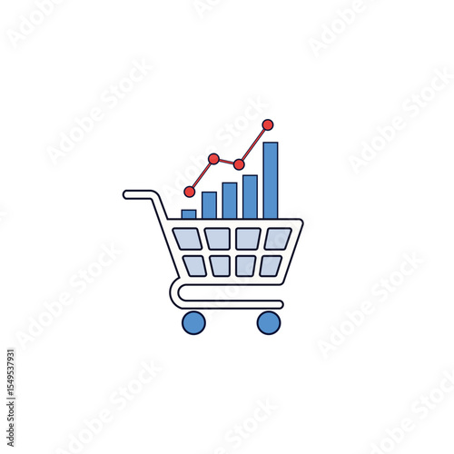 E-commerce Growth Shopping Cart Icon - Online Sales and Market Performance
Description