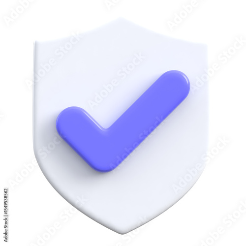 3D White Shield With Blue Checkmark – Verified Access Icon