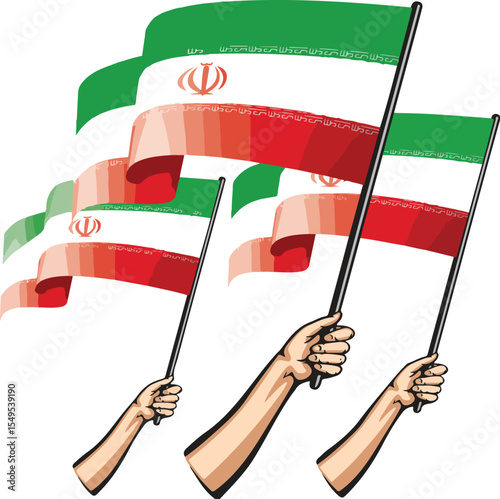 hand holding a flag of Iran