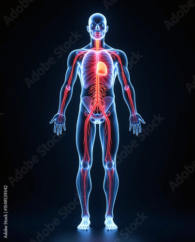 3d rendered illustration of a human body blood system