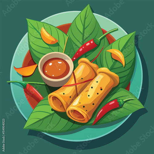 A colorful vector illustration of a healthy plate brimming with fresh fruits and vegetables like apples, carrots, and tomatoes, perfect for a summer diet design