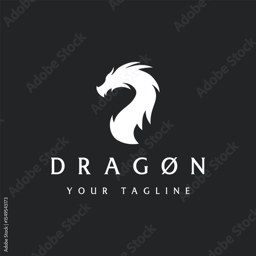 Creative mythological legend fire dragon logo template design.logo for emblem, tattoo, branding.