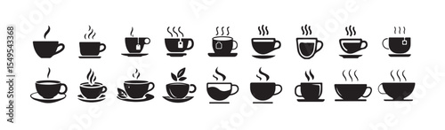 Cup cofee icon. Silhouette tea cup symbol, cup a coffee icon silhouetee. vector illustration eps 10.