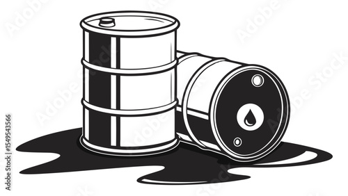 Spilled Oil Barrels Environmental Hazard.
