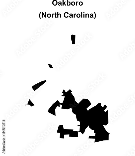 Oakboro (North Carolina) blank outline map
