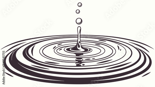 Water Drop Impacting Surface with Ripples.