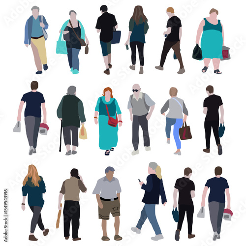 A large set of silhouettes of people. 2D image for use as an entourage. Vector flat city infographics.	
