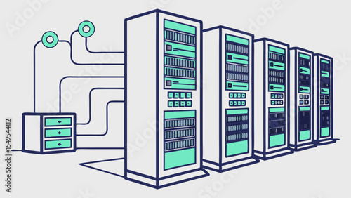 Server Rack Network Diagram Illustration.