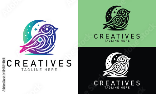 Romantic Bird Logo with Heart Elements for Relationship and Lifestyle Businesses